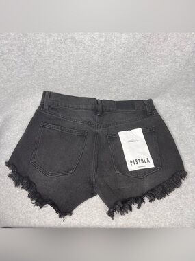 Pistola Women's Size 26 Gigi Low Rise Cut Off Black Denim Shorts Distressed